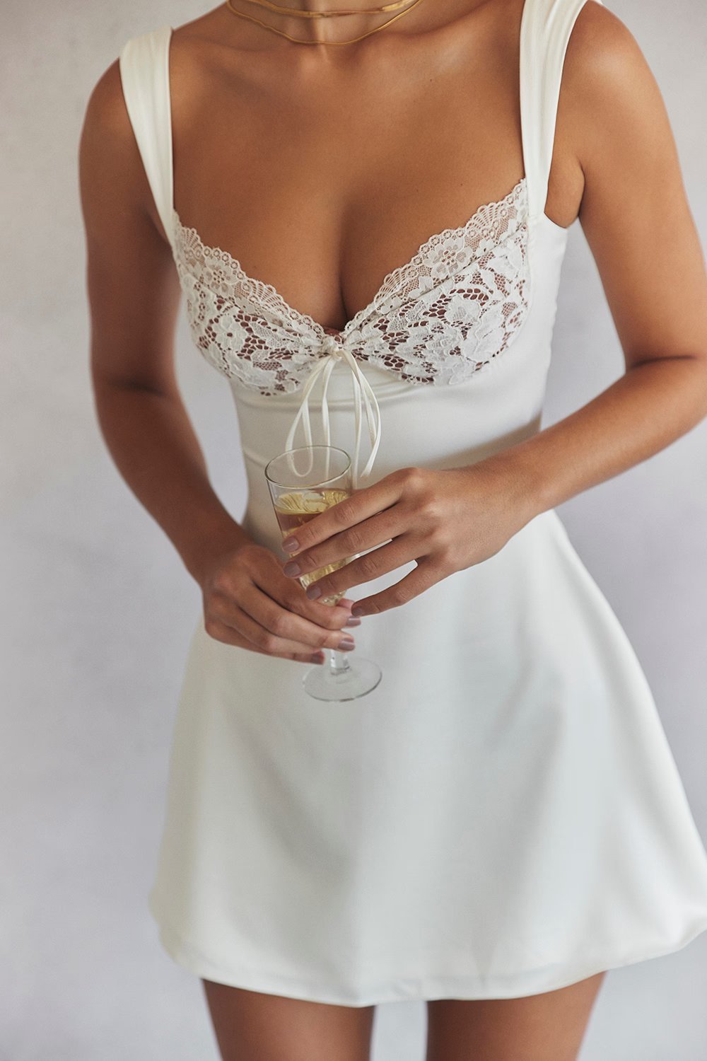 Adalia Mini Dress - Ivory - Cinderella