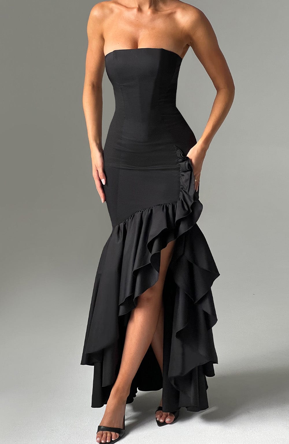 Angelina Maxi Dress - Black - Black Maxi Dress