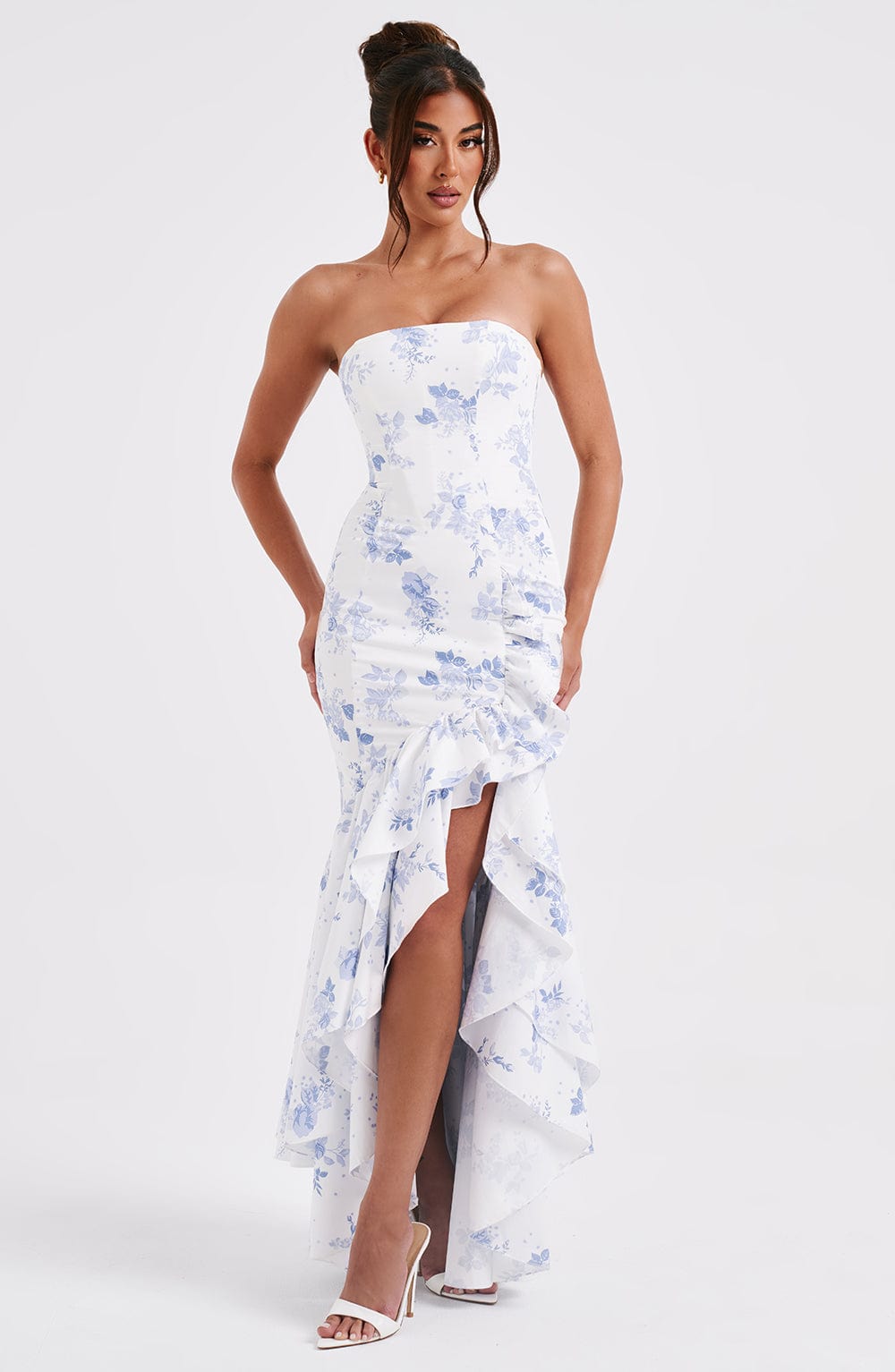Angelina Maxi Dress - Blue Floral Print - Cinderella