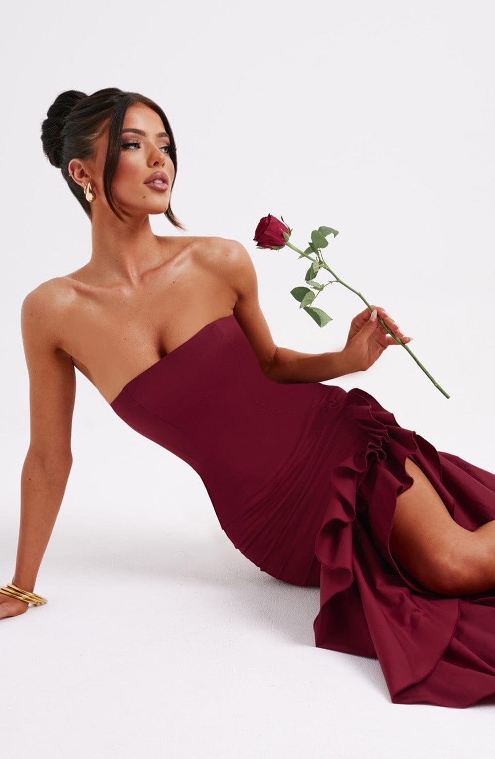 Angelina Maxi Dress - Burgundy - Red Maxi Dress