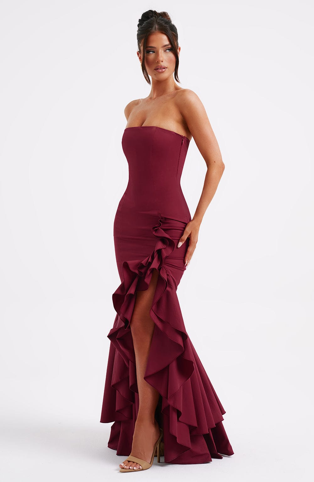 Angelina Maxi Dress - Burgundy - Red Maxi Dress