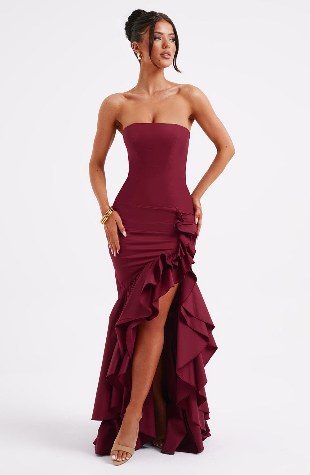 Angelina Maxi Dress - Burgundy - Red Maxi Dress