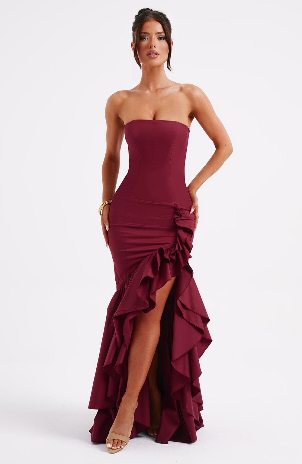 Angelina Maxi Dress - Burgundy - Red Maxi Dress