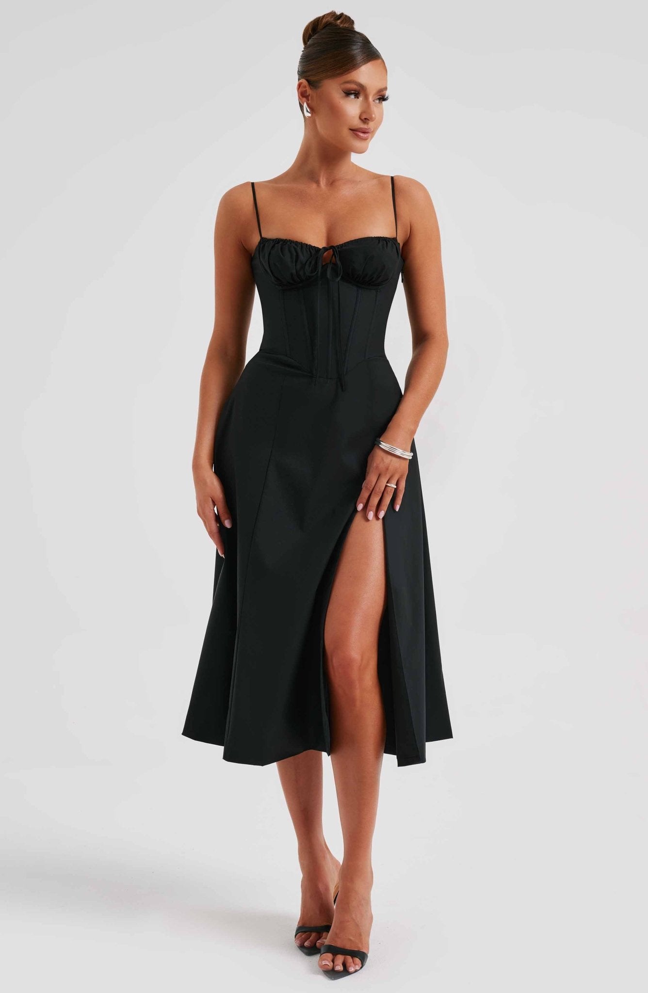 Delilah Midi Dress - Black - Cinderella
