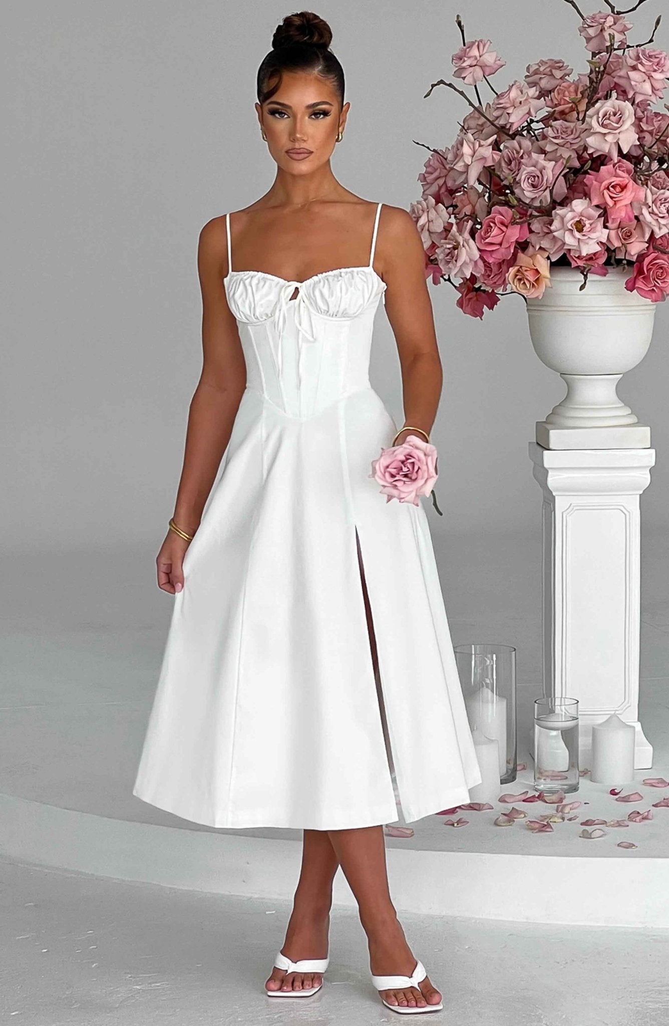 Delilah Midi Dress - Ivory - Cinderella