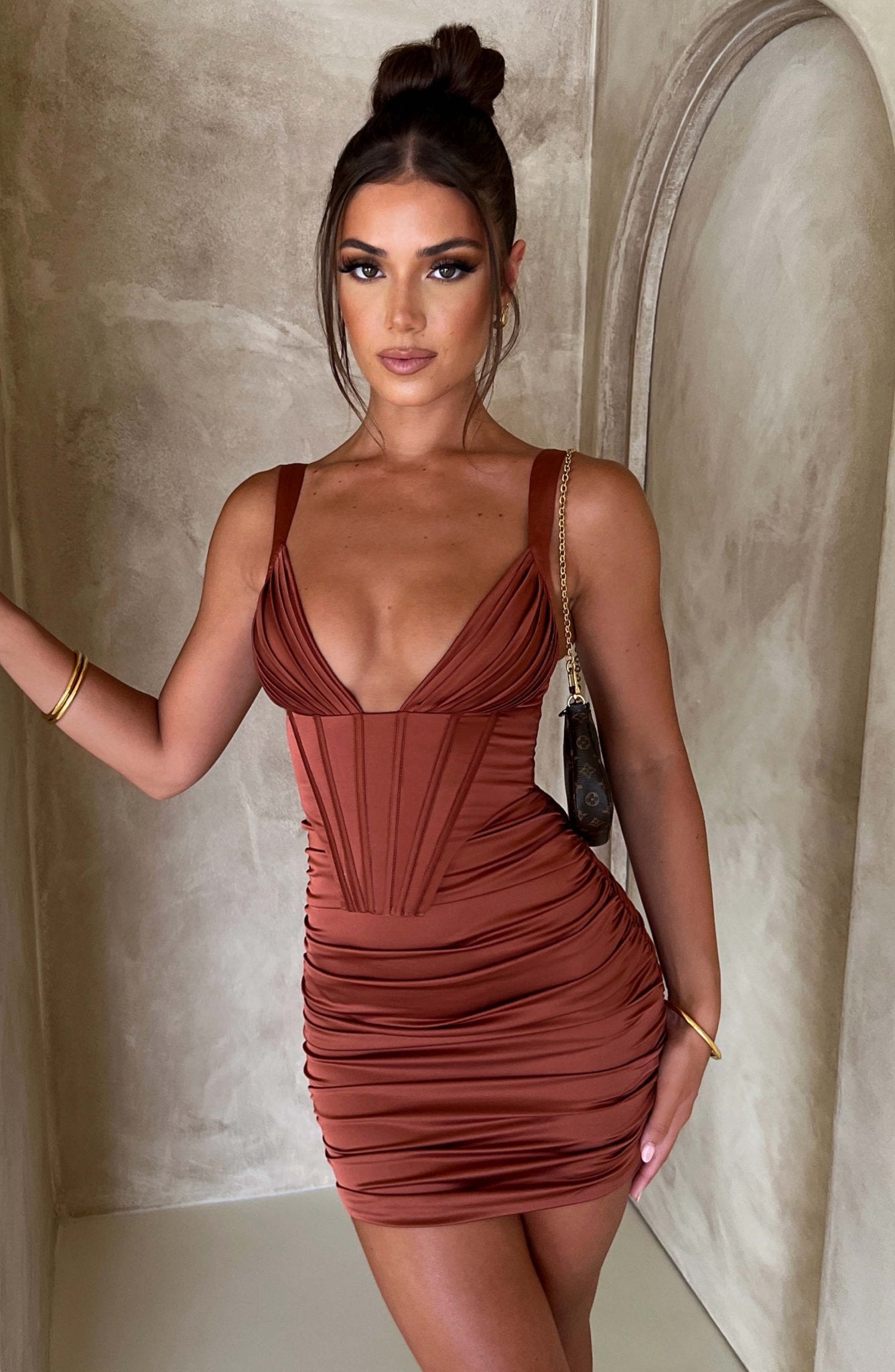 Izabella Mini Dress - Rust - Cinderella