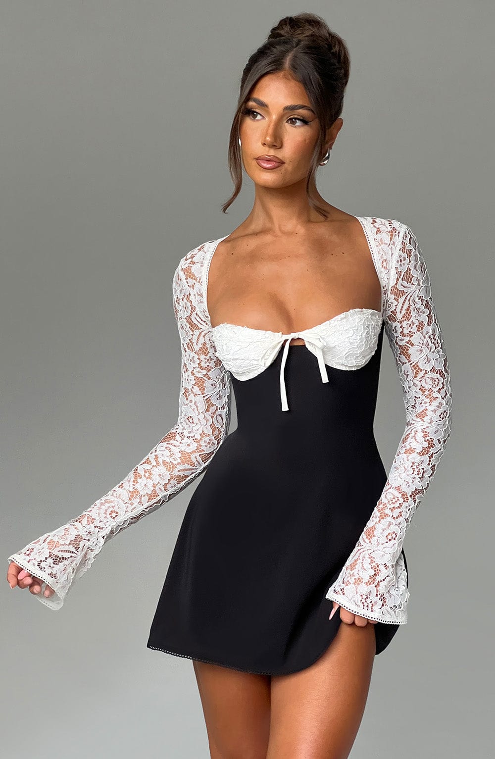 Jacinta Mini Dress - Black/White - Black Mini Dress