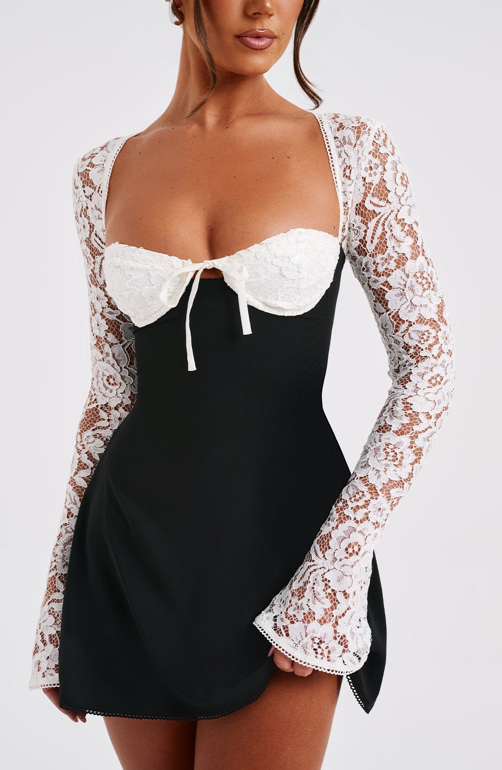Jacinta Mini Dress - Black/White - Black Mini Dress
