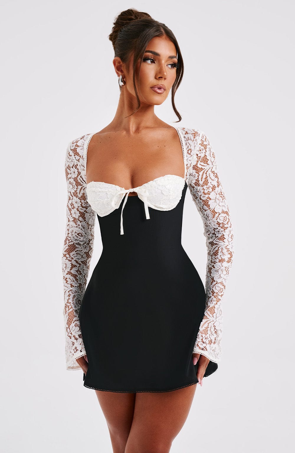 Jacinta Mini Dress - Black/White - Black Mini Dress
