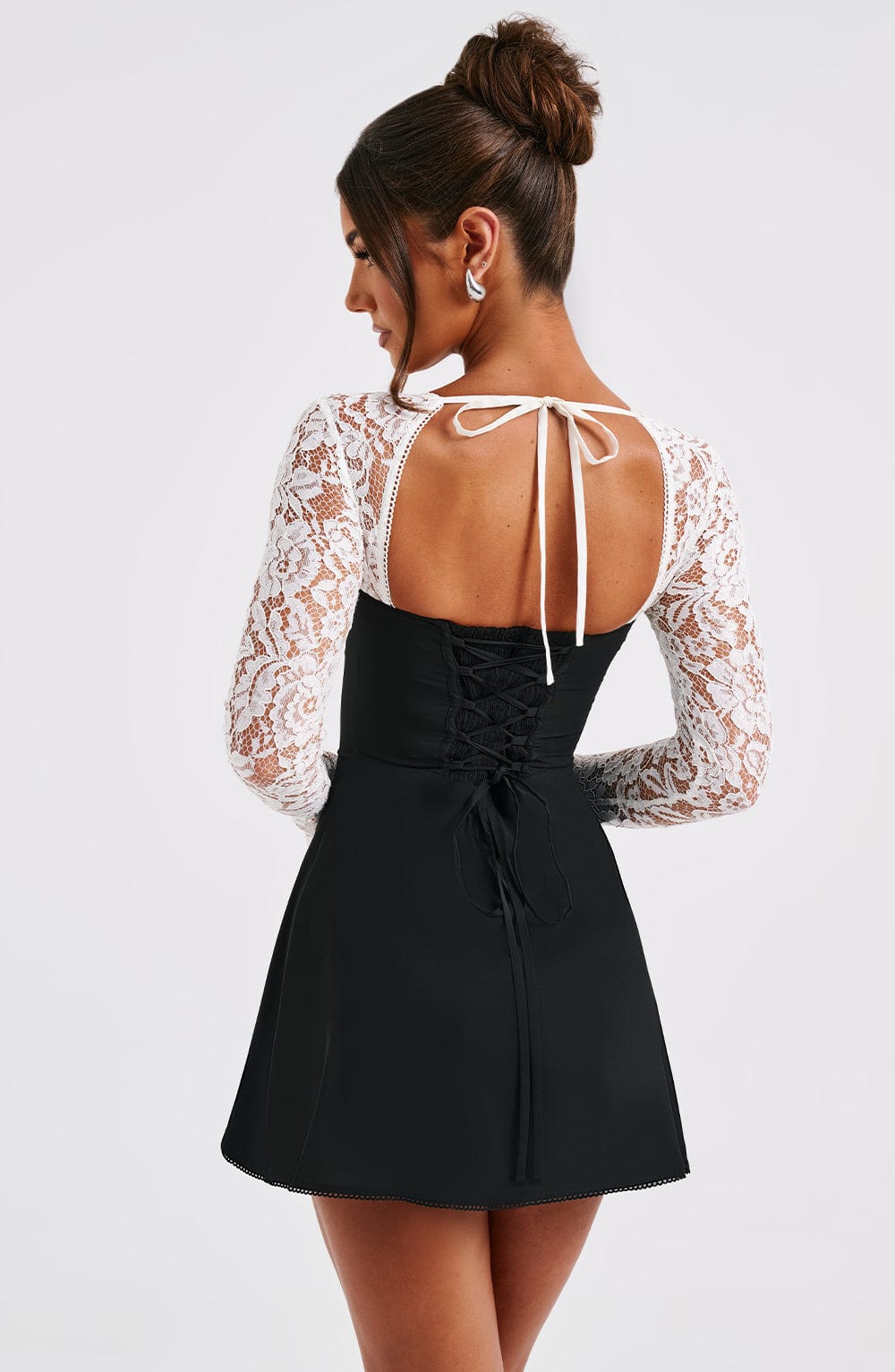 Jacinta Mini Dress - Black/White - Black Mini Dress