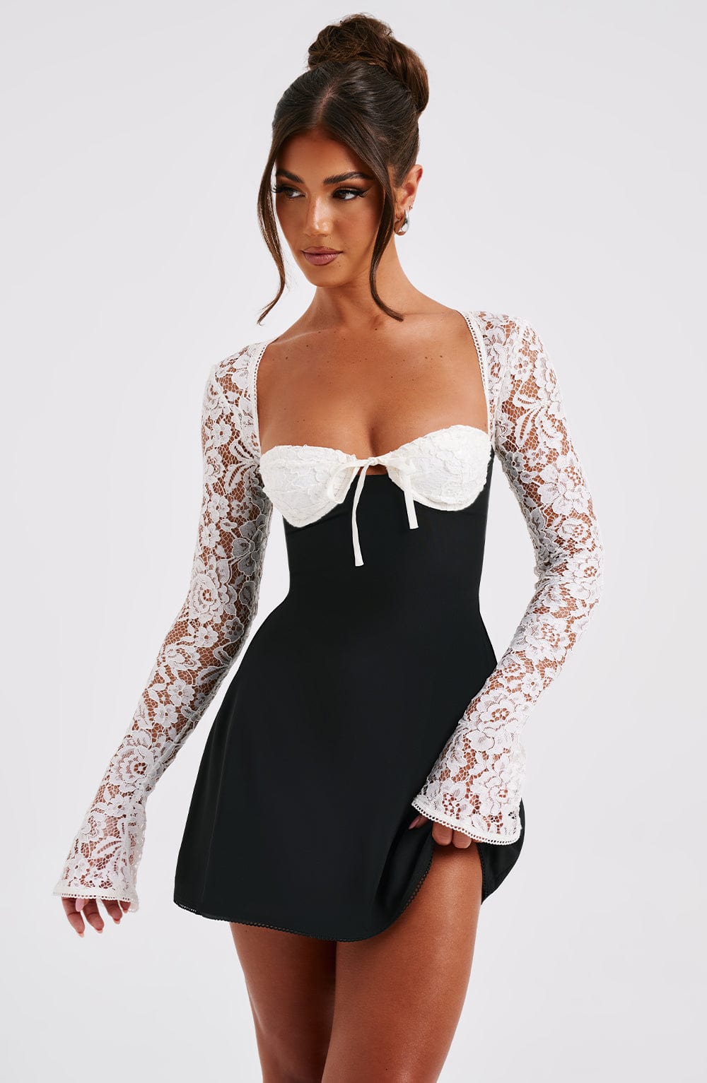 Jacinta Mini Dress - Black/White - Black Mini Dress