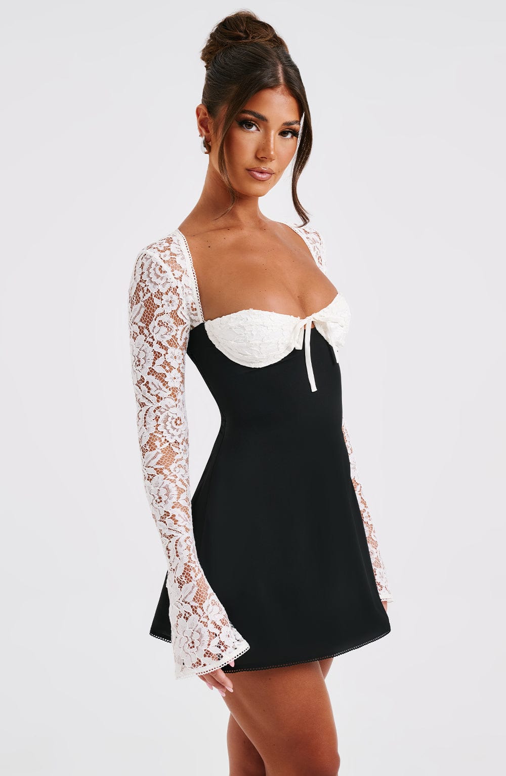 Jacinta Mini Dress - Black/White - Black Mini Dress