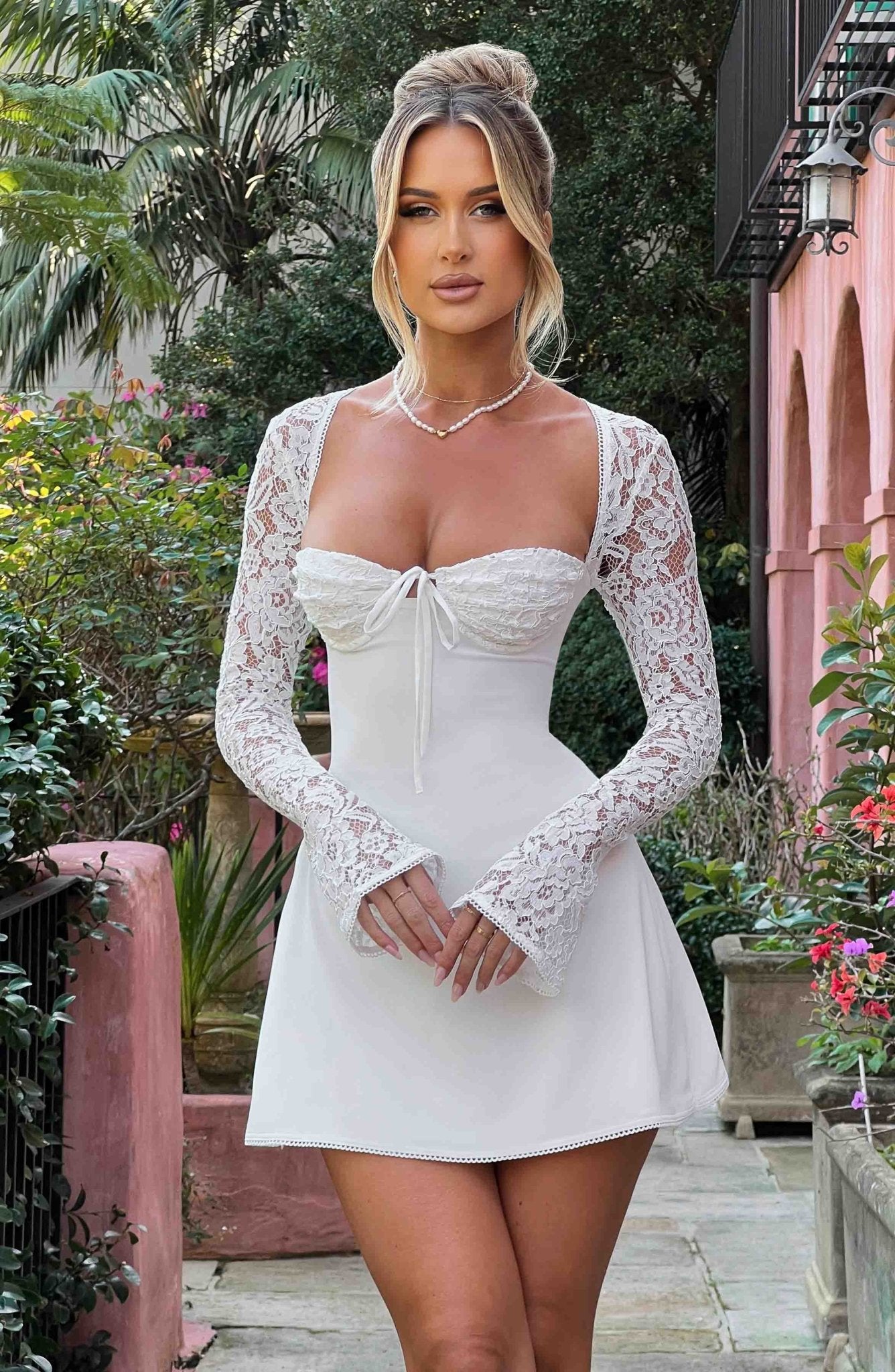 Jacinta Mini Dress - Ivory - White Mini DRess