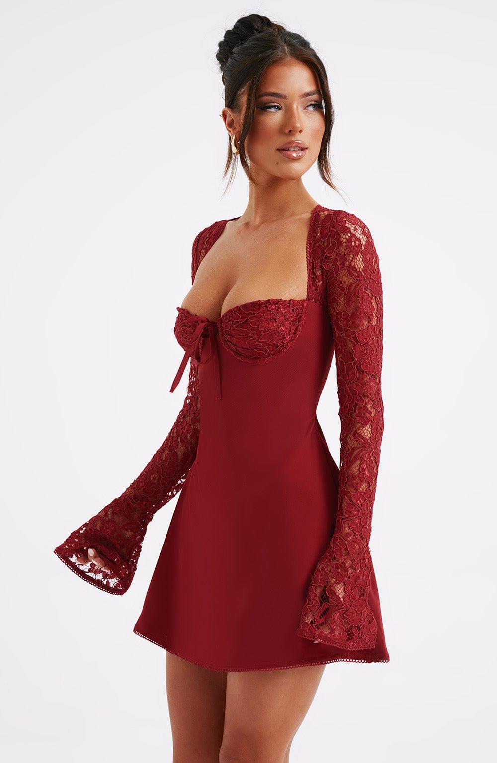 Jacinta Mini Dress - Red - Red Mini Dress