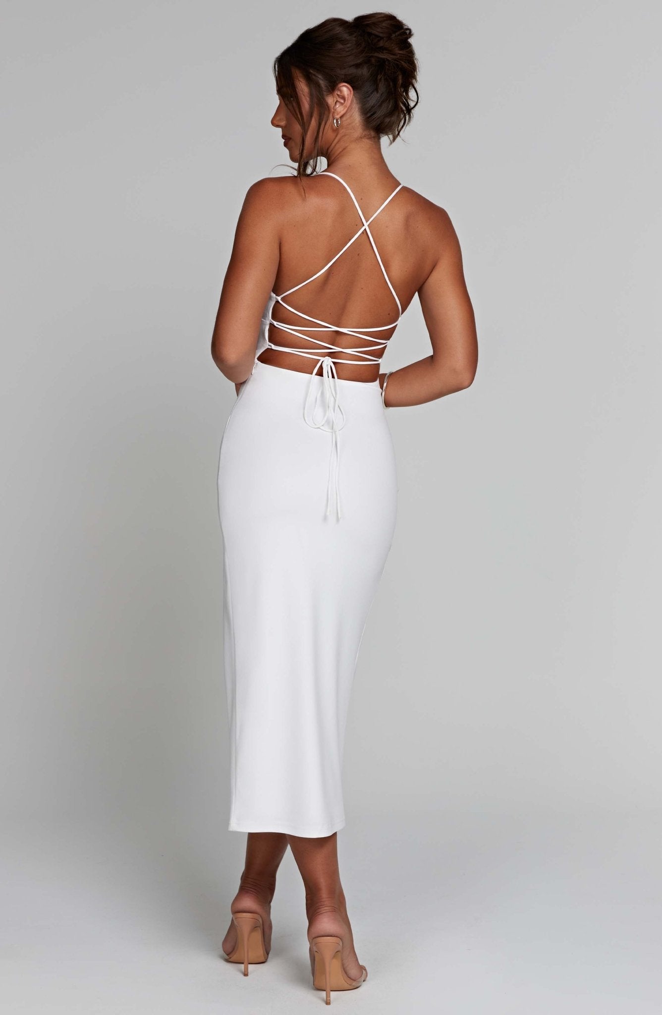 Kiara Midi Dress - White - Cinderella
