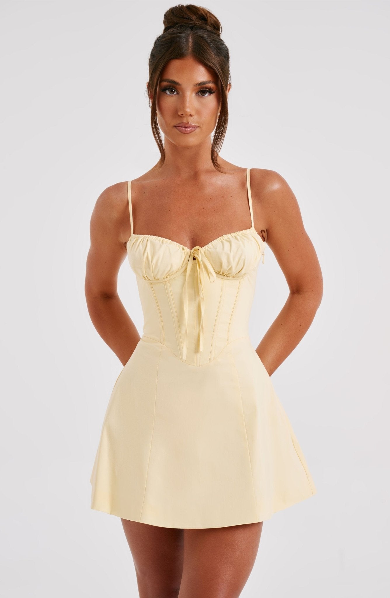 Lacey Mini Dress - Lemon - Cinderella