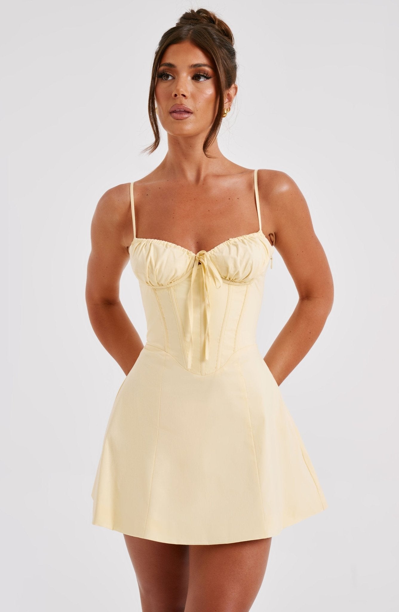 Lacey Mini Dress - Lemon - Cinderella