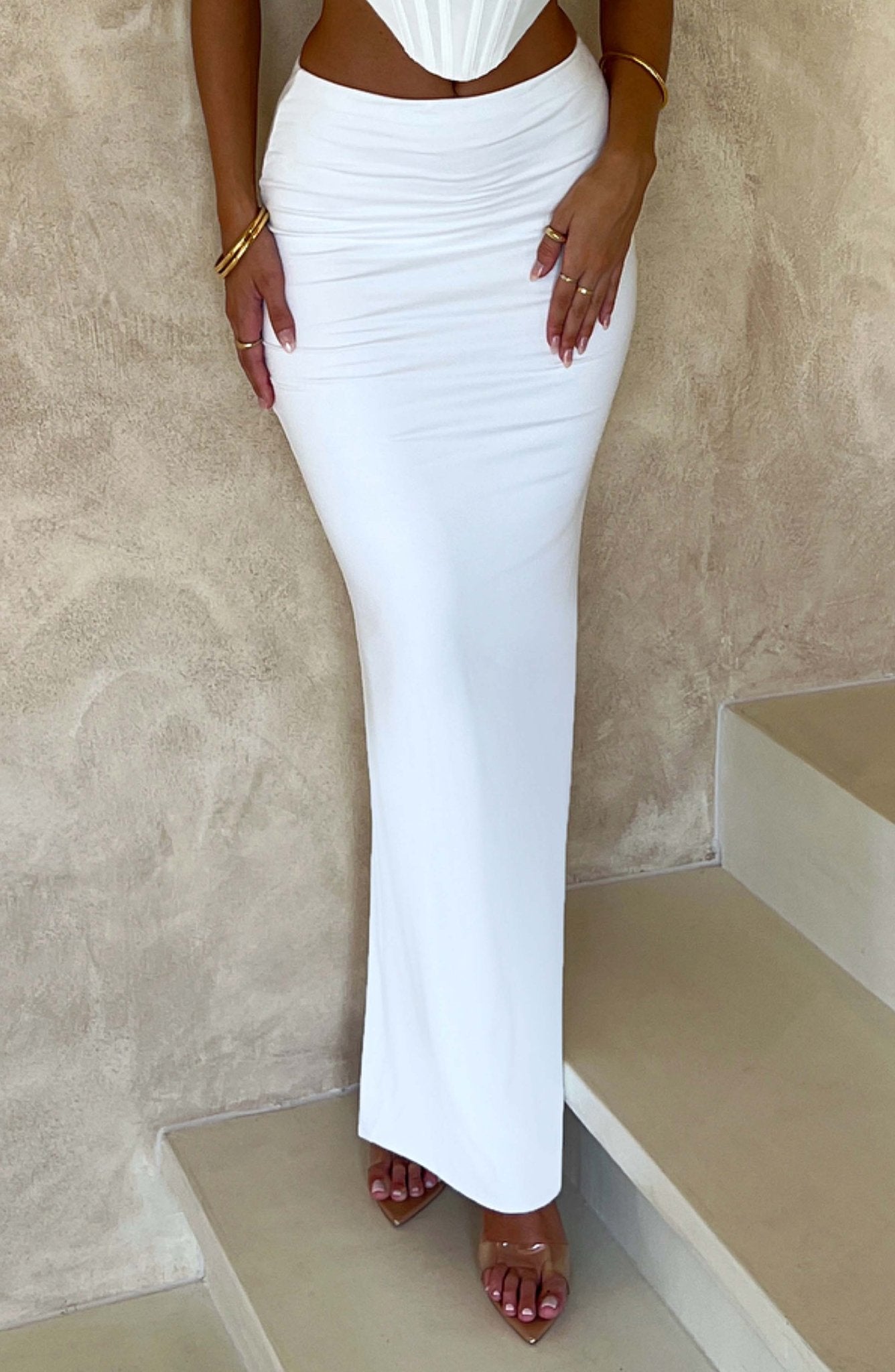 Luminous Breeze Maxi Skirt-White - Cinderella
