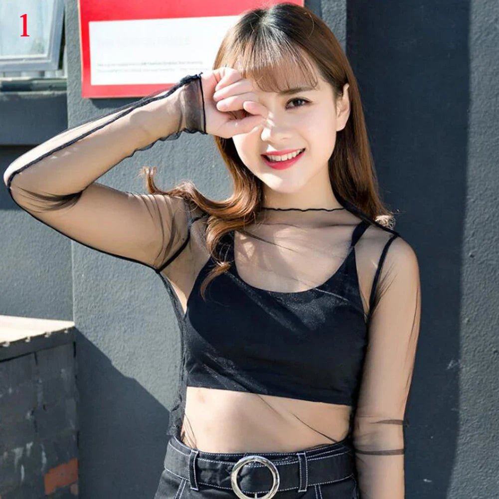 Mesh Lace Seductive Blouse: Elegant Sheer Top for Women - Cinderella