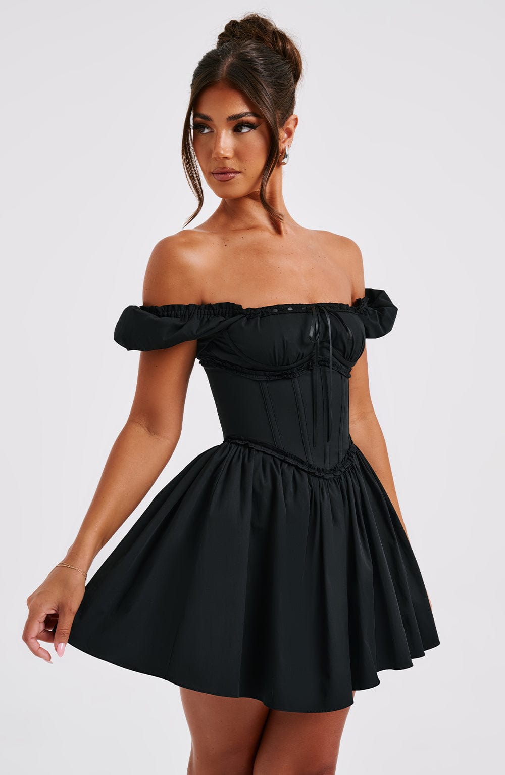 Phoebe Mini Dress-Black - Cinderella