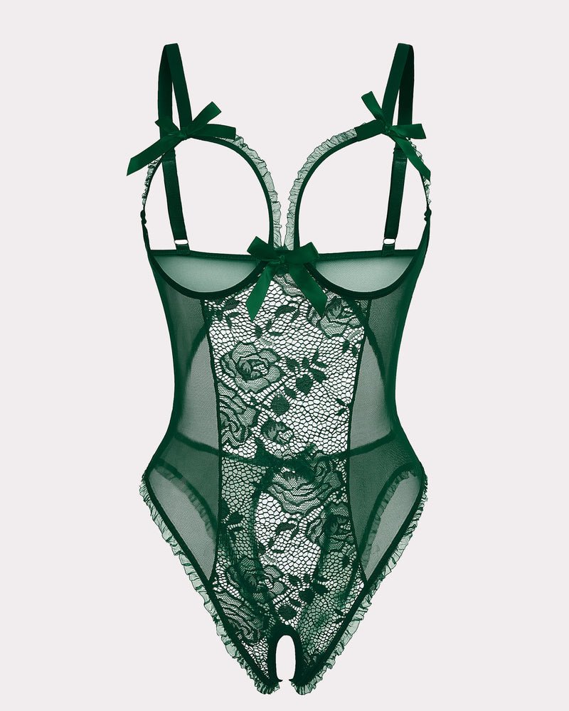 Red Heart Print Lace One Piece Mini Bodysuit - Cinderella