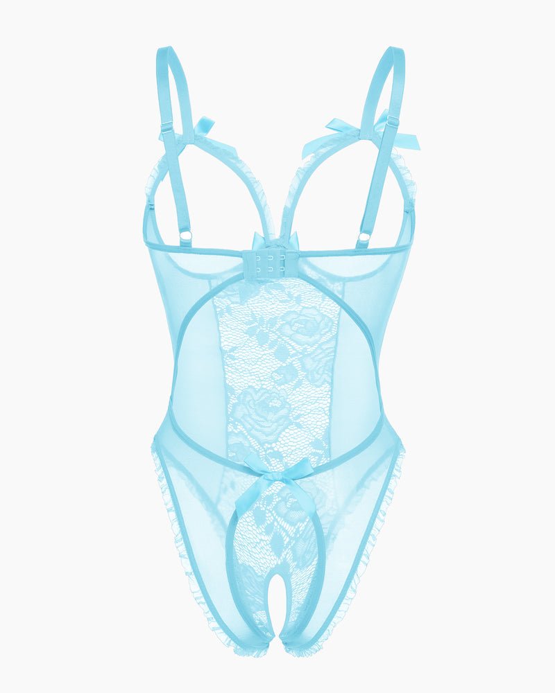Red Heart Print Lace One Piece Mini Bodysuit - Cinderella
