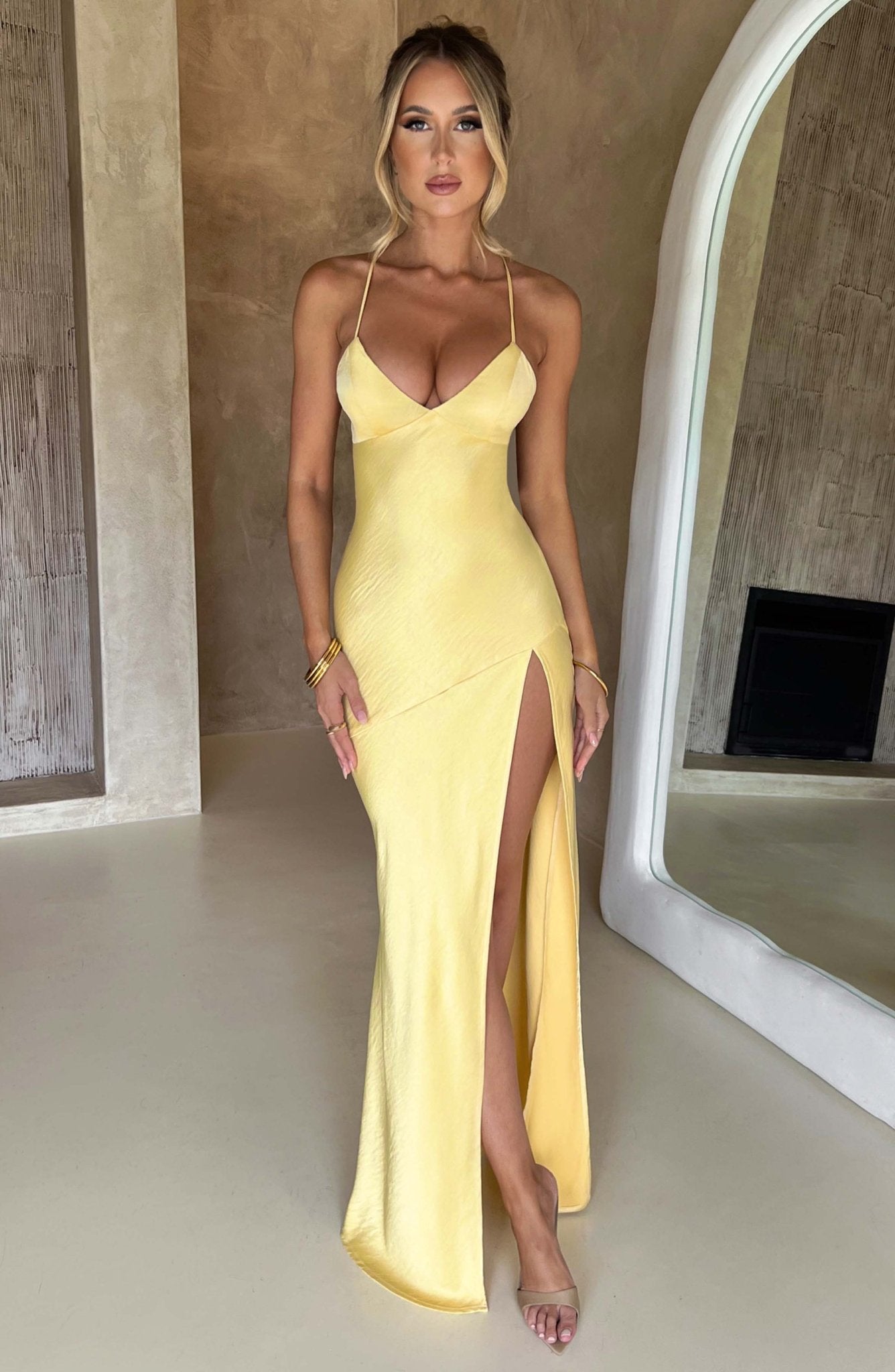 Ruby Radiance Maxi Dress- Lemon - Cinderella