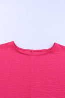 White Plain & Casual Shirred Cuffs Half Sleeve Top