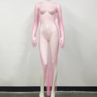 Anika Midi Dress - Mesh Long Sleeve in Pink - Cinderella