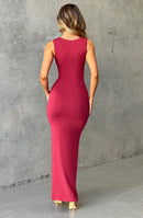 Crimson Cascade Maxi Dress-Cherry - Cinderella