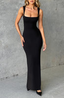 Crimson Cascade Maxi Dress - Jet Black - Cinderella