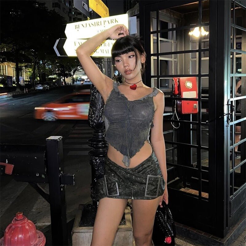 Cross Belt Vintage Mini Skirt - Cinderella