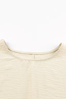 White Plain & Casual Shirred Cuffs Half Sleeve Top