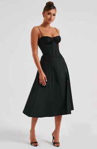 Delilah Midi Dress - Black - Cinderella