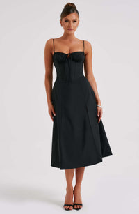 Delilah Midi Dress - Black - Cinderella