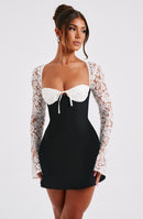 Jacinta Mini Dress - Black/White - Black Mini Dress