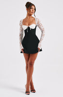 Jacinta Mini Dress - Black/White - Black Mini Dress