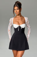 Jacinta Mini Dress - Black/White - Black Mini Dress