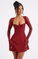 Jacinta Mini Dress - Red - Red Mini Dress