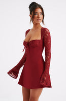 Jacinta Mini Dress - Red - Red Mini Dress