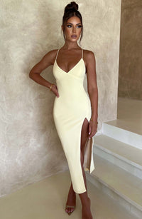 Kiara Midi Dress - Lemon - Cinderella