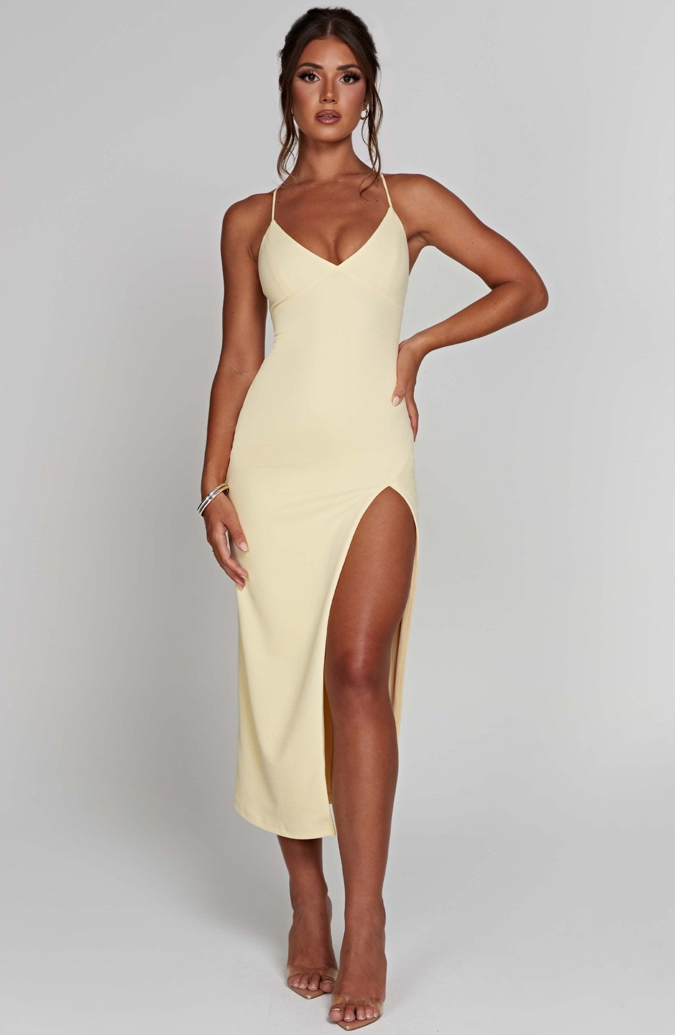 Kiara Midi Dress - Lemon - Cinderella