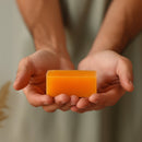 Kojic acid soap on bathroom shelf