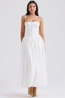 Margaret White Cotton Maxi Sundress - Cinderella