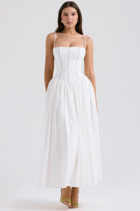 Margaret White Cotton Maxi Sundress - Cinderella