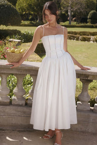Margaret White Cotton Maxi Sundress - Cinderella