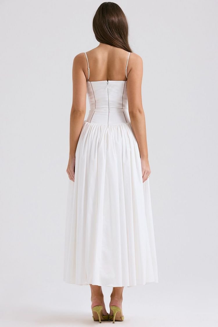 Margaret White Cotton Maxi Sundress - Cinderella
