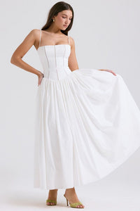 Margaret White Cotton Maxi Sundress - Cinderella