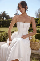 Margaret White Cotton Maxi Sundress - Cinderella