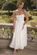 Margaret White Cotton Maxi Sundress - Cinderella